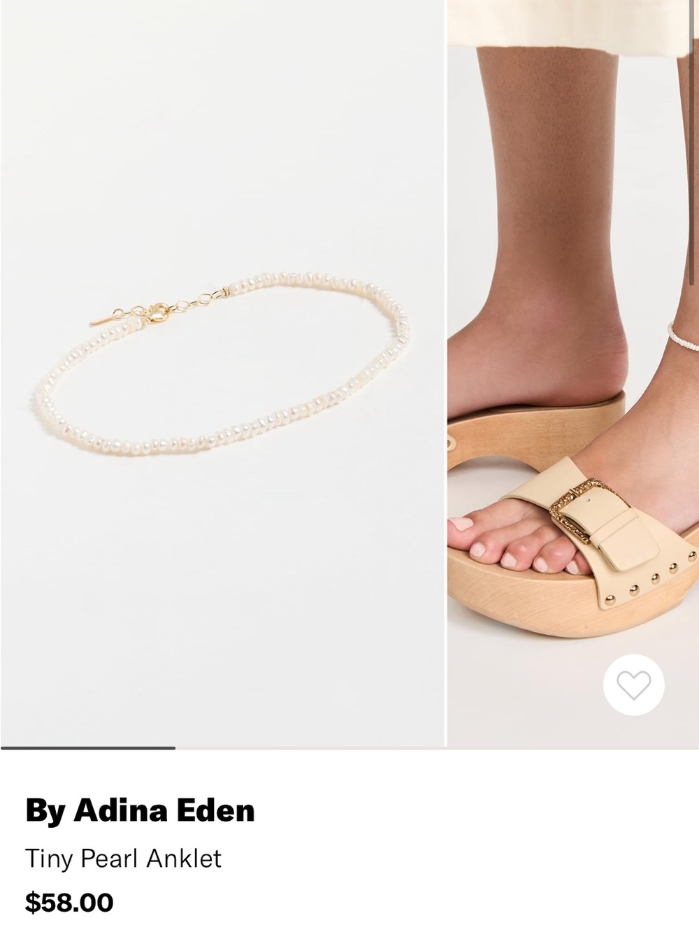 Adina Eden Tiny Pearl Anklet - Cream Pearl Shopbop new